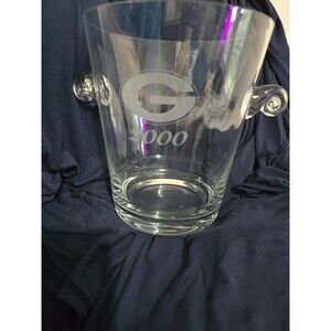 UGA University of GeorgiaBulldogs 2000 Glass Etched Ice Bucket with scroll handl